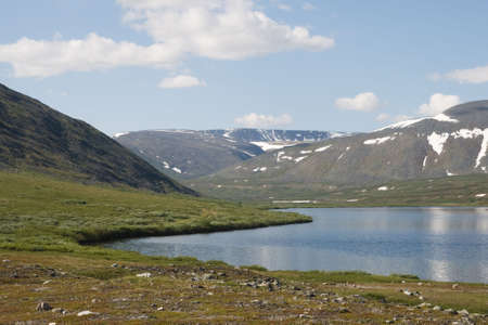 Valley with lake in the Ural mountains, northern Russia