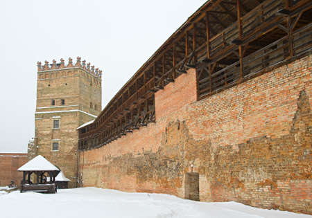 Medieval fortress in Lutsk, Ukraine, in winterの写真素材