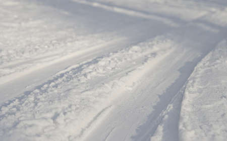 Ski track in winter, low point of viewの写真素材