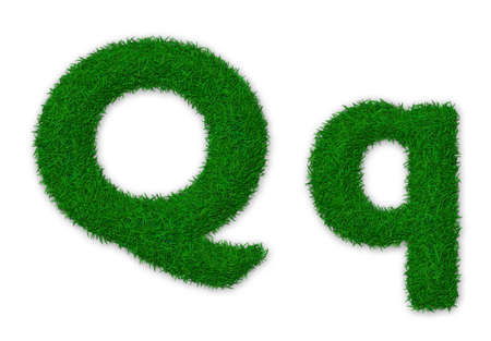 Illustration of capital and lowercase letter Q made of grassの写真素材