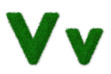 Illustration of capital and lowercase letter V made of grassの写真素材