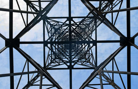 Power transmission tower, view from belowの写真素材