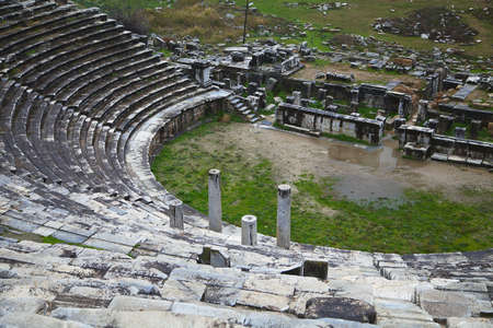 Ancient greek amphiteater in Turkey, abstract architecture