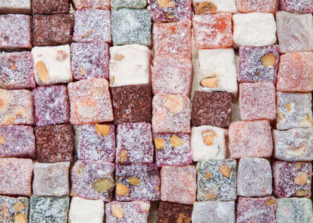 Background of turkish delight, view from above