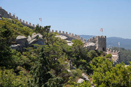 Castle of the Moors in Sintra, Portugal,  on a summer dayのeditorial素材