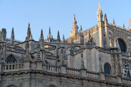 Roof of Seville cathedral, the biggest gothic cathedral in Europeの写真素材