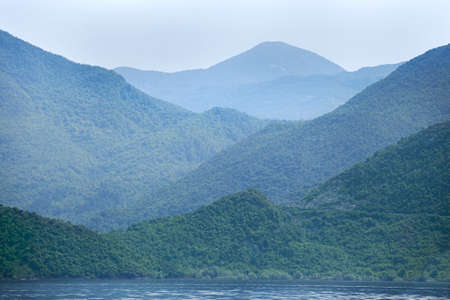 Skadar lake, Montenegro, in a misty morningの写真素材