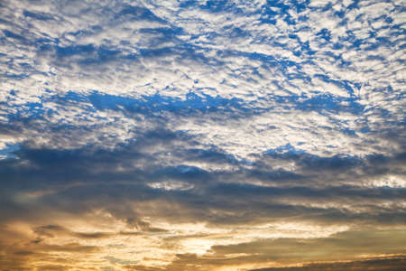 Blue sky with white clouds, wide angle