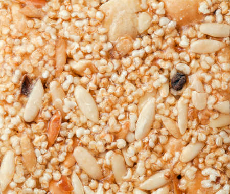 Indian sweet brittle with sesame seeds, close-upの写真素材