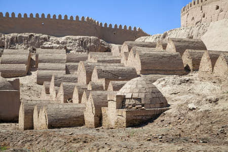 Medieval cemetery around the Pahlavon Mahmud Mausoleum in Khiva, Uzbekistanの写真素材