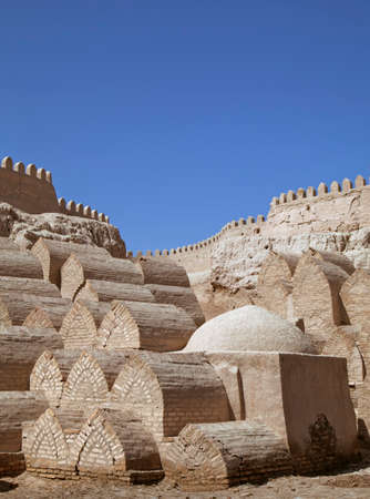 Medieval cemetery around the Pahlavon Mahmud Mausoleum in Khiva, Uzbekistanの写真素材