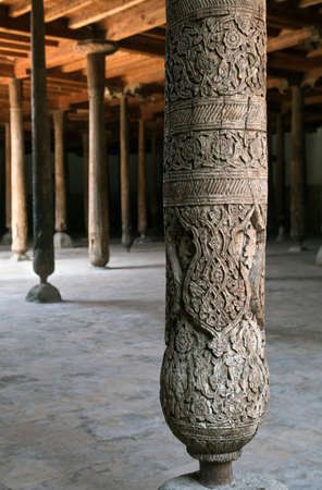Friday - Djuma - mosque with wooden columns, Khiva, Uzbekistanの写真素材