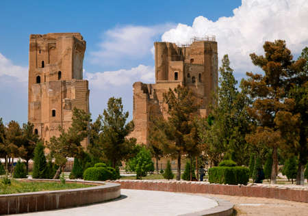 Ruins of the portal of Ak-Saray Palace, Shakhrisabz, Uzbekistanの写真素材