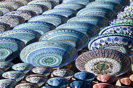 Ceramic dishware, Uzbekistanの写真素材