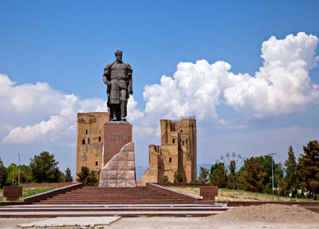 Statue of Timur in Shahrisabz, Uzbekistanの写真素材