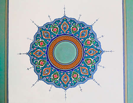 Old Eastern ornament on the ceiling, Uzbekistanの写真素材