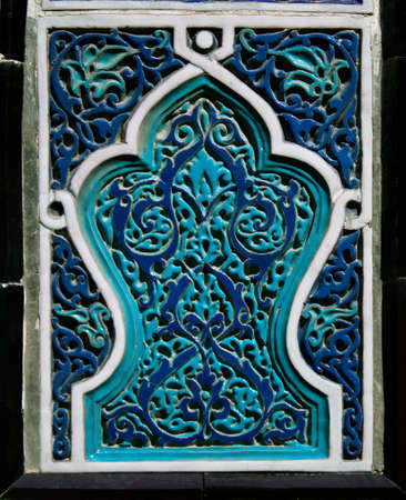 Old Eastern mosaic on the wall, Uzbekistanの写真素材