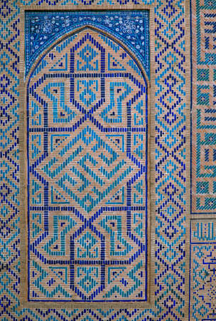 Old Eastern mosaic on the wall, Uzbekistanの写真素材