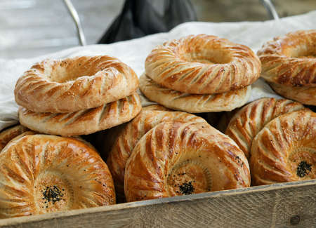 Traditional uzbek breadの写真素材