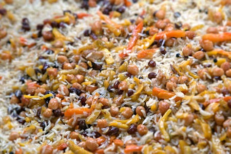Uzbek pilaf, close-up