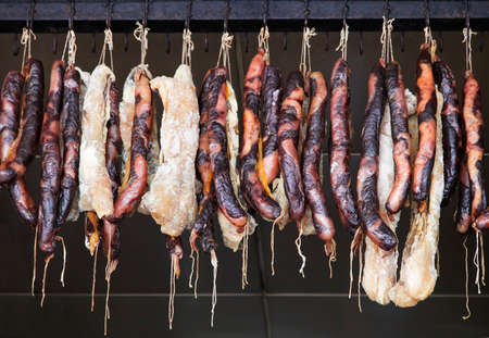Smoked sausages in Uzbek shop