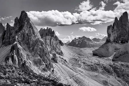 Dolomites, black and white landscapeの写真素材