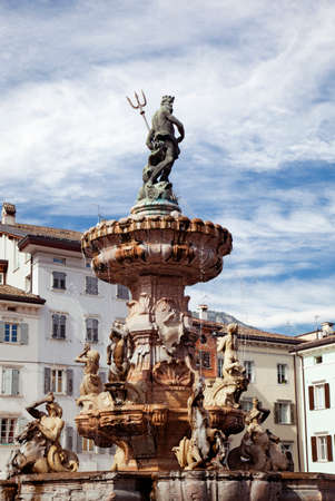Fountain of Neptune in Trentoの写真素材