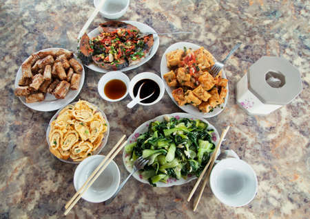 Vietnamese breakfast on a plateの写真素材