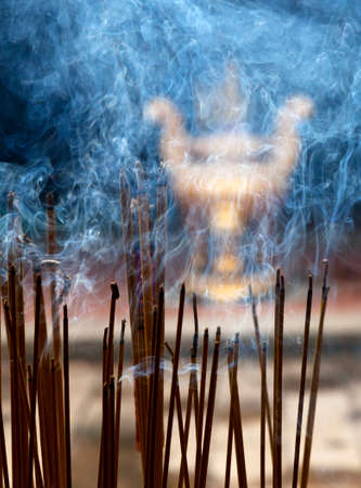 Incence sticks in a Buddhist templeの写真素材