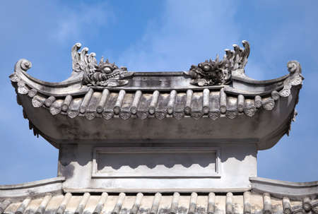 Decoration on a temple roof in Vietnam