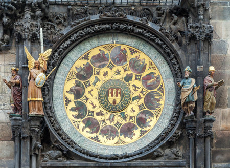 Medieval astronomical clock in Pragueの写真素材