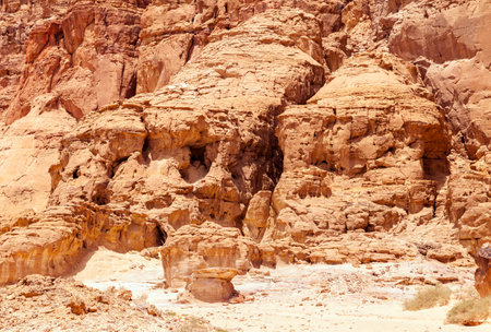 Close up of a vertical cliff in Timna Valley, Israel
