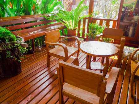 Living room furnishings with  Wooden furniture のeditorial素材