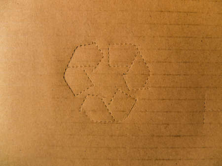A paper packing crate with various packing symbol.の写真素材