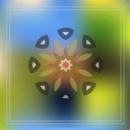 Ornamental flower decor geometric element on abstract blur background for web design, colorful, Nature blurred unfocusedのイラスト素材