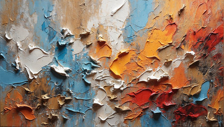 Abstract background of oil paint on a rusty metal surface. Texture.の素材