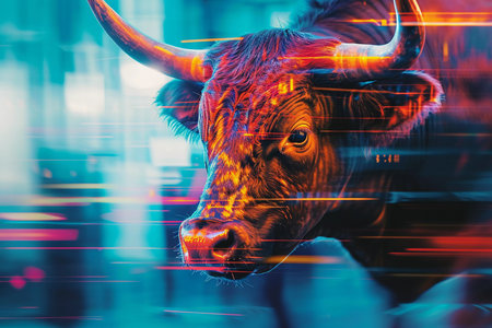 Bullish run Stock Market trade exchange Financial Investment, green up, Trade exchange backgroundの素材