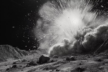 Artistic interpretation of a comet impact on Earthの素材