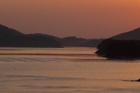 Sunset at the sea, South Koreaの写真素材