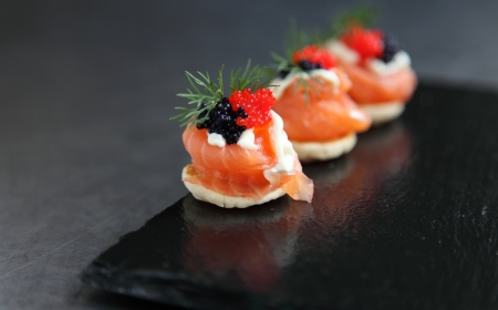 Smoked salmon canapeの写真素材