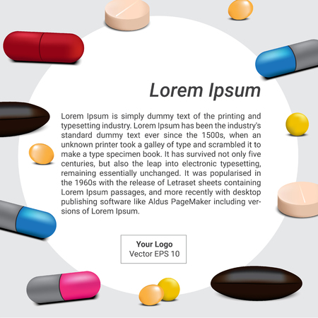 Mix medicine pills banner design.のイラスト素材