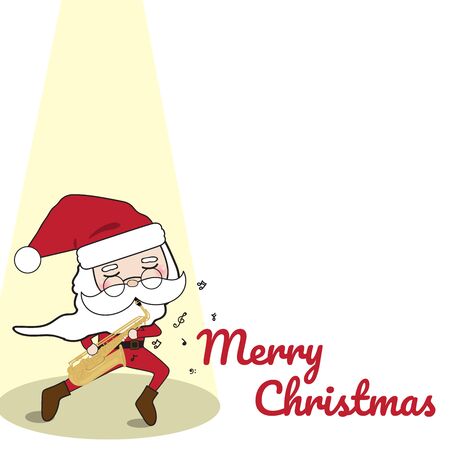 Merry Christmas and Happy New Year with Santa Spotlight Background Illustrationのイラスト素材