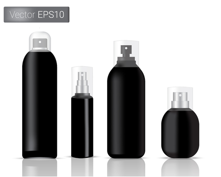 Black Bottles Spray Set Illustrationのイラスト素材