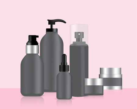 Grey Bottles Set Background Illustration&#xD;のイラスト素材