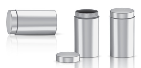 Mock up Realistic Metal Packaging Product For Cosmetic Beauty Bottle or Medicine Jar  isolated Background.のイラスト素材