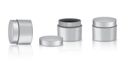 Mock up Realistic Metal Packaging Product For Cosmetic Beauty Jar  isolated Background.のイラスト素材