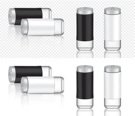 Mock up Realistic Metal Packaging Product For Salt and Pepper Bottle  isolated Background illustration.のイラスト素材