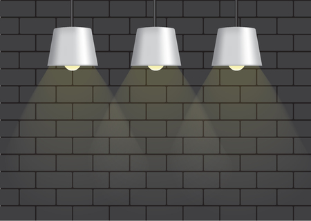 Realistic Black Lamp and Lighting on the wall Background Illustrationのイラスト素材