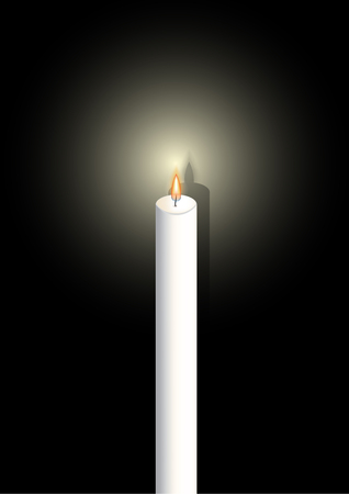 White candle on white background. Mourning symbol. RIP Funeral card Black Ribbon Background Vectorのイラスト素材