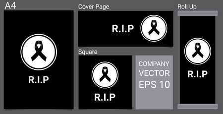 Mock up Mourning symbol with Black Respect ribbon on white background Banner. RIP Funeral card Vector Illustration.&#xD;のイラスト素材